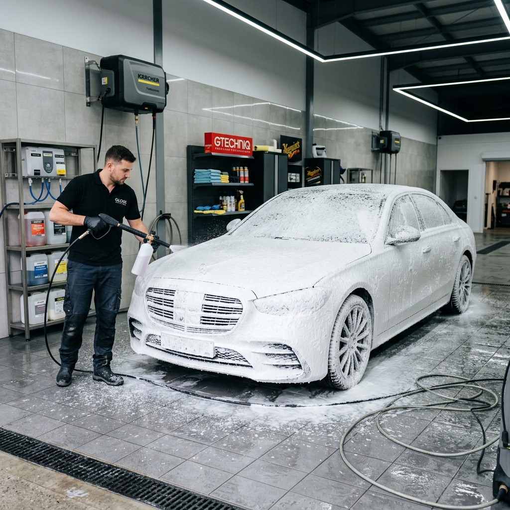 Foam wash car cleaning